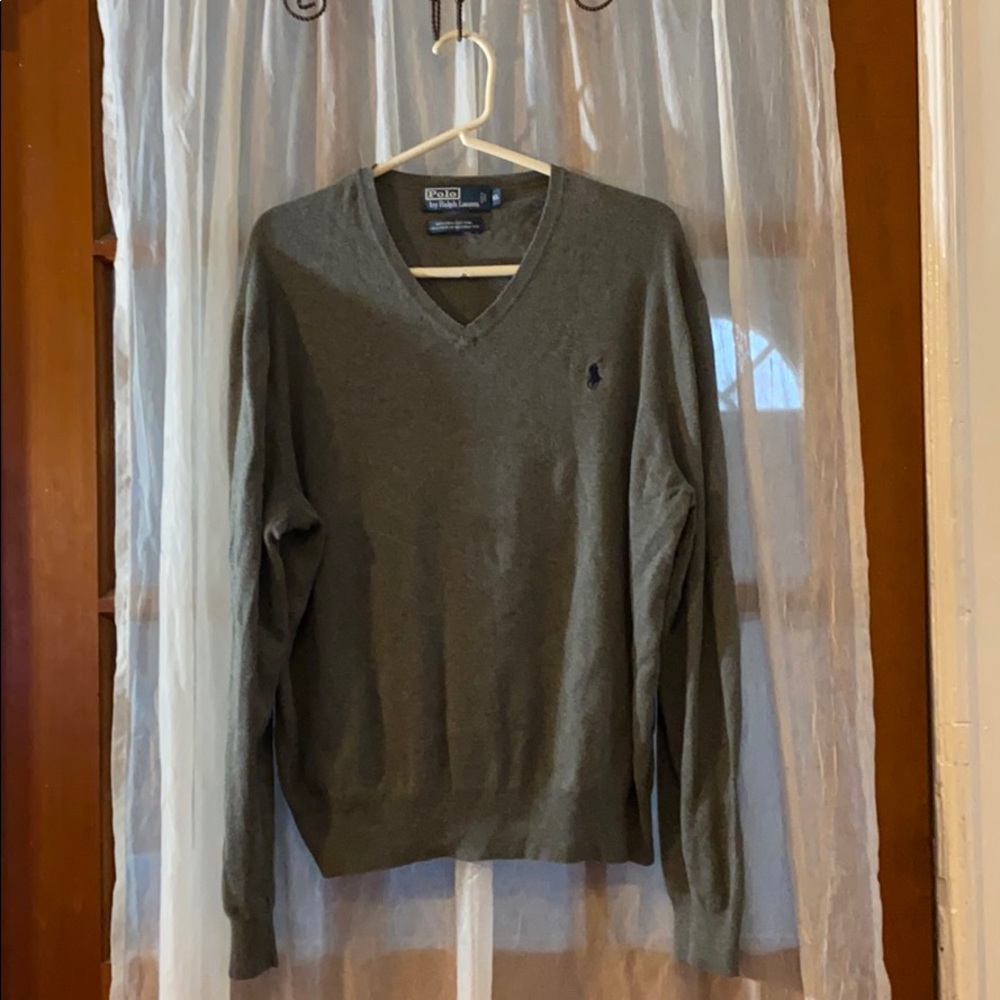 Polo Men’s V-neck grey cotton sweater